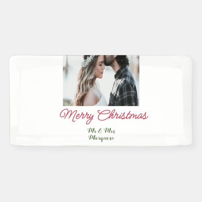 Lona Feliz Navidad pareja foto añadir nombre feliz navi (Horizontal)