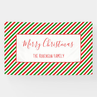 Lona Feliz Navidad Red Green Personalizado Nombre de la