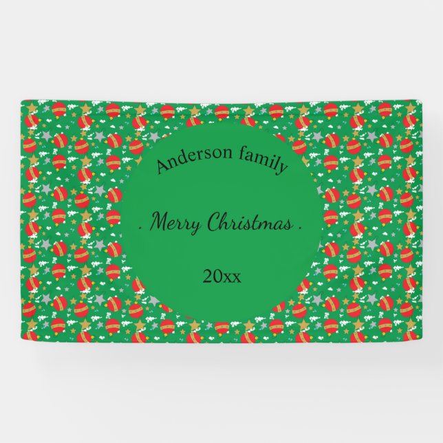 Lona Feliz Navidad retro nombre y lugar de fecha (Horizontal)