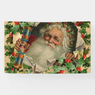 Lona Feliz Navidad Santa Claus Clásico antiguo
