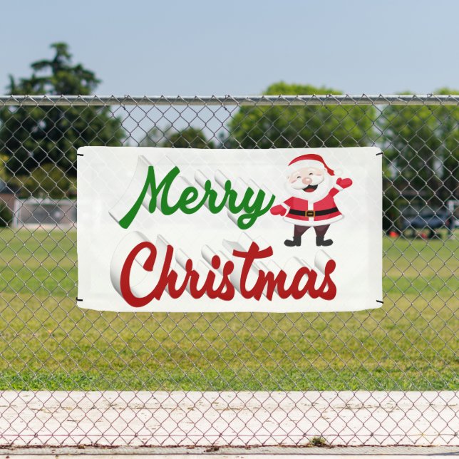 Lona Feliz Navidad Santa Claus guión verde rojo (in situ)
