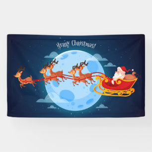 Lona Feliz Navidad Santa y Sleigh
