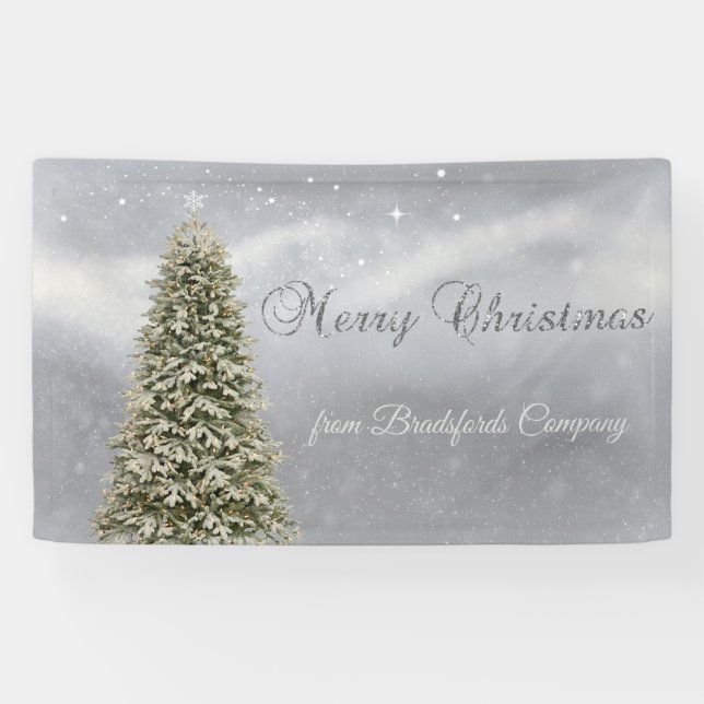 Lona Feliz Navidad, Silver ChristmasTree Company (Horizontal)