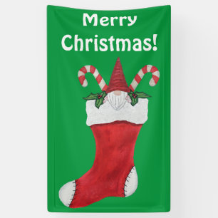 Lona Feliz Navidad, un gnomo con barba en llamas