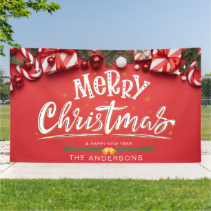 Lona Feliz Navidad y feliz año nuevo al aire libre