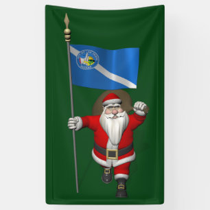 Lona Feliz Papá Noel Con Bandera De Las Vegas