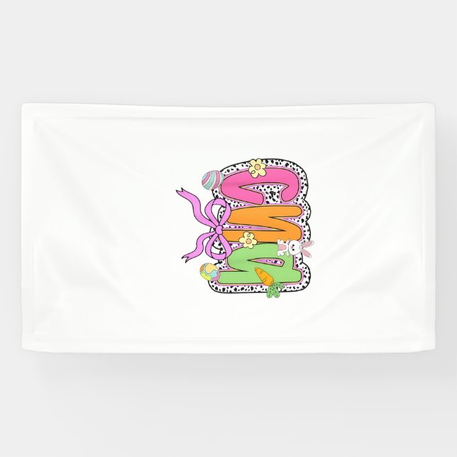 Lona Feliz Pascua CNA Enfermera Coqueta Lazo Conejo Hue (Horizontal)