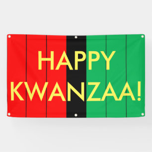 Lona Feliz Patrón de franjas verdes rojas de Kwanzaa