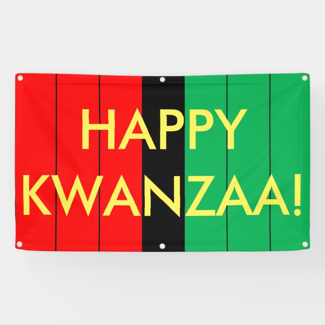 Lona Feliz Patrón de franjas verdes rojas de Kwanzaa (Horizontal)