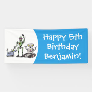 Lona Feliz personalizado de trío de robots lindos