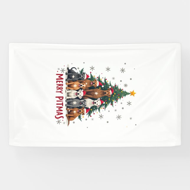 Lona Feliz Pitmas Pitbull Perro Suéter Feo De Navidad T (Horizontal)