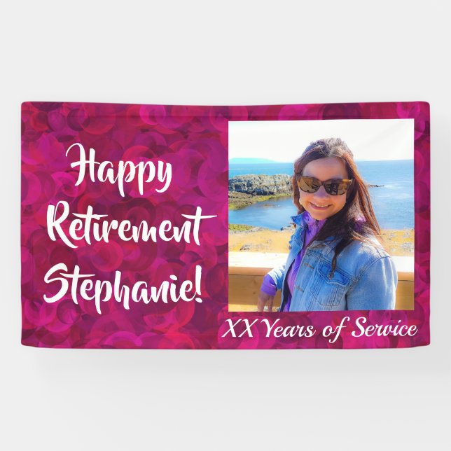 Lona Feliz retiro Fuchsia Foto personalizada rosa (Horizontal)
