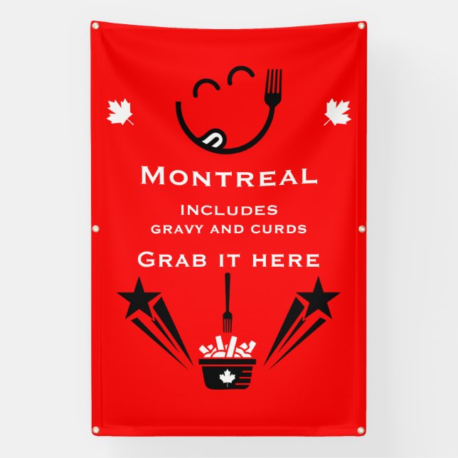 Lona Festival de Poutine Canadiense Editable (Vertical)