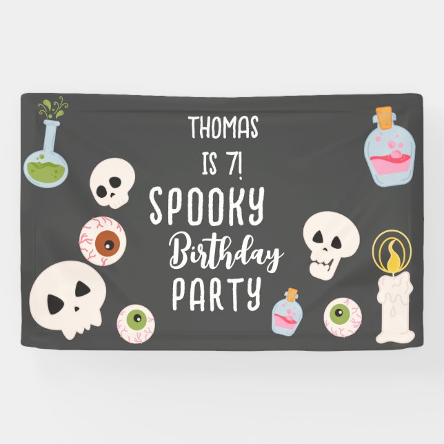 Lona Festividad de cumpleaños de Halloween (Horizontal)