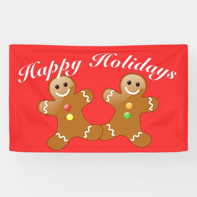 Lona Festividades Felices de los Hombres de Gingerbread (Horizontal)