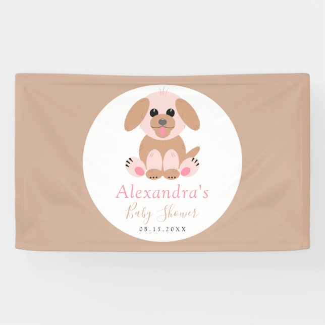 Lona Fiesta Baby Shower Personalizado Puppy Neutral (Horizontal)