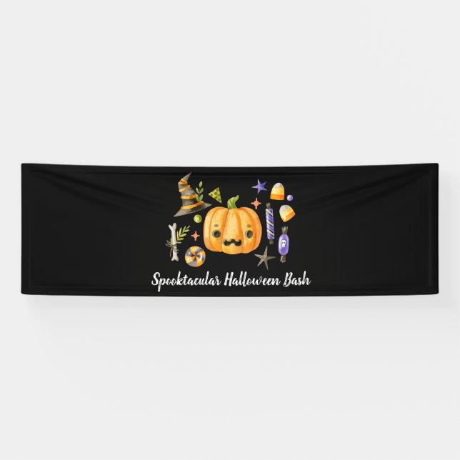 Lona Fiesta Bash de Halloween Spooktacular de calabaza  (Horizontal)