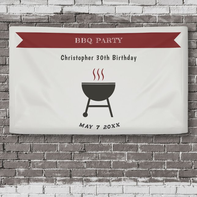 Lona Fiesta BBQ Cumpleaños (BBQ Party Birthday Banner)