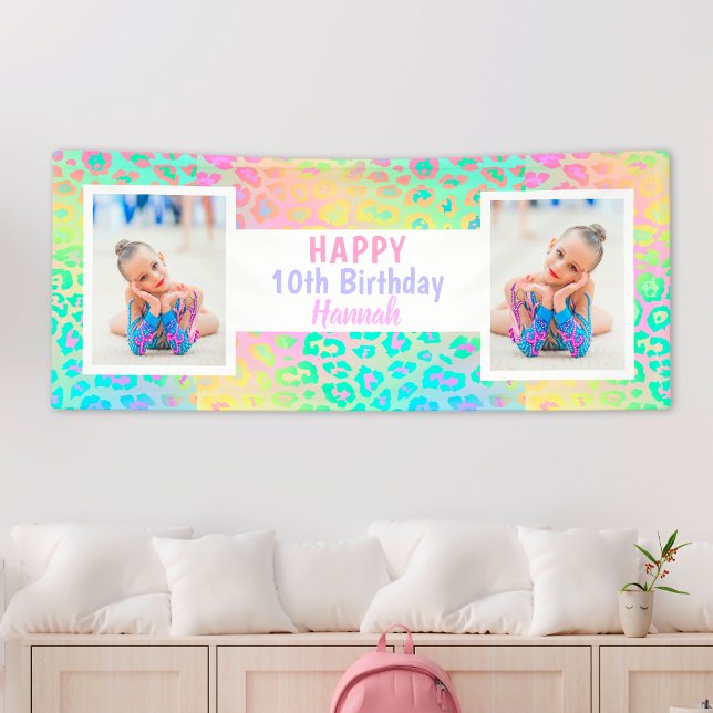 Lona Fiesta chica Colores Brillantes Cualquier Foto De  (Girl Party Bright Colors Any Age Photo Birthday Banner
)