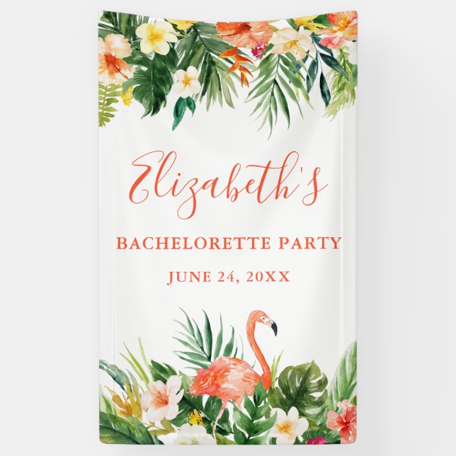 Lona Fiesta Coral Tropical Floral de Bachelorette (Vertical)