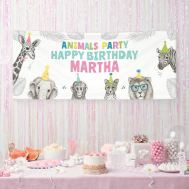 Lona Fiesta de Animales Cumpleaños de Animales Silvestr