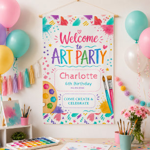 Lona Fiesta de Arte para Niños Coloridos Cumpleaños 6 P