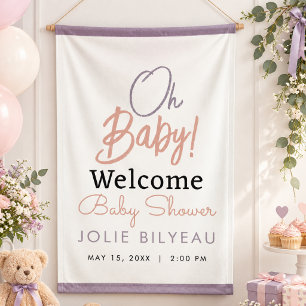 Lona Fiesta de Baby Shower Boho Corazón Minimalista Mod