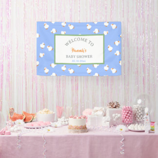 Lona Fiesta de Baby Shower de patos ilustrados a mano e