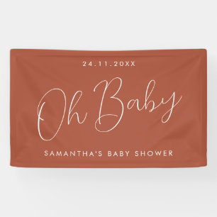 Lona Fiesta de Baby Shower de terracota con letra moder