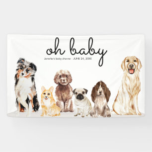 Lona Fiesta de Baby Shower Perro Acuarela Oh Baby