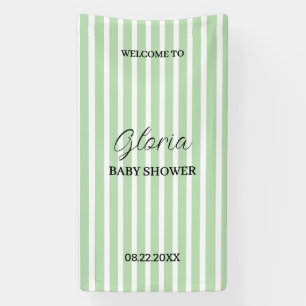 Lona Fiesta de baby shower personalizada con rayas verd