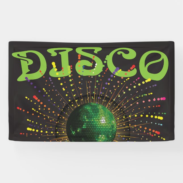 Lona Fiesta de baile de bola de discoteca Retro evento  (Horizontal)