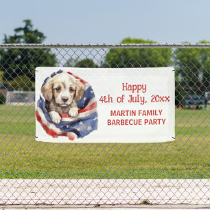 Lona Fiesta de Barbacoa del 4 de Julio Cachorro Bandera