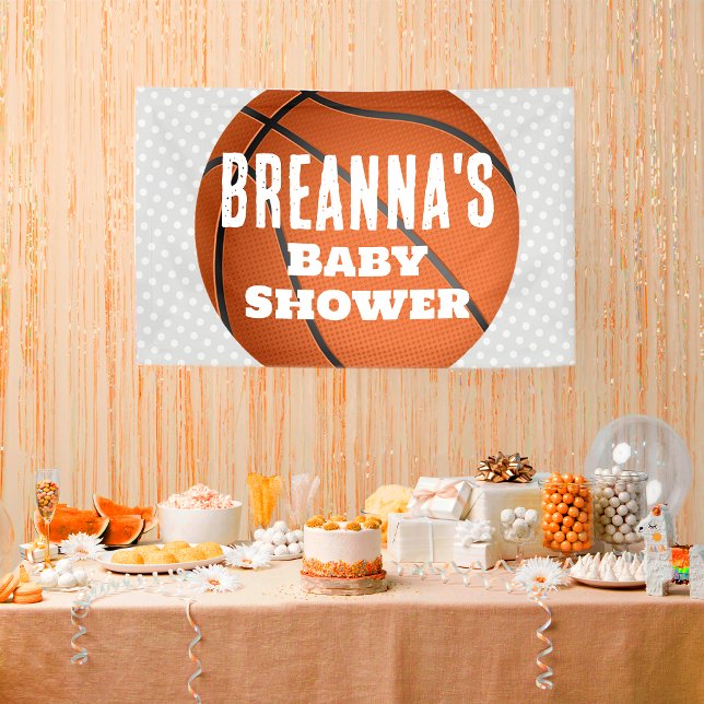 Lona Fiesta de Bebé de Baloncesto (Basketball Baby Shower Party Banner Backdrop)
