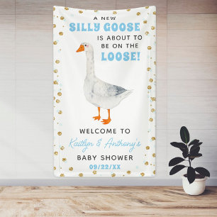 Lona Fiesta de Bebé Niño Acuarela Azul Ganso Tonto