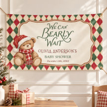Fiesta de Bebé Preppy con Oso de Navidad Vintage