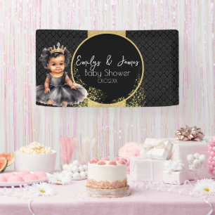 Lona Fiesta de Bebé Princesa Bebé Dorado Negro