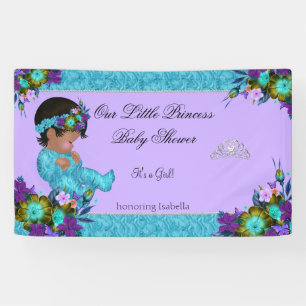 Lona Fiesta de Bebé Princesa Niña Azul Teal Morado Étni