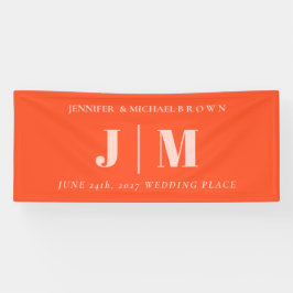 Lona Fiesta de boda minimalista naranja rosa simple