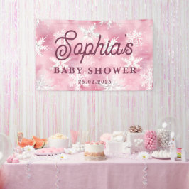 Lona Fiesta de Chica del patrón de copos de nieve rosa 