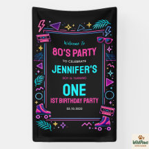 Fiesta de cumpleaños 1º con estilo neón retro mode