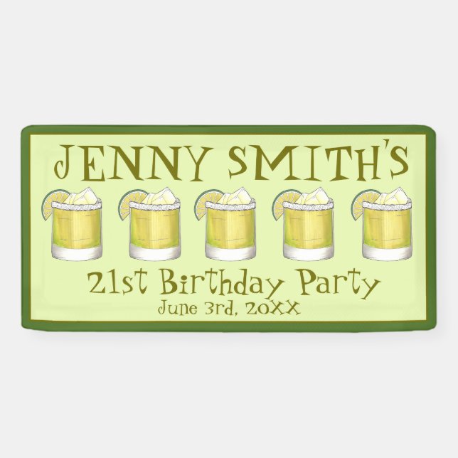 Lona Fiesta de Cumpleaños 21 de Soltera con Cóctel de M (Horizontal)