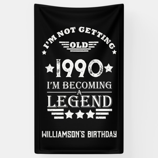 Lona Fiesta de cumpleaños 35 vintage personalizada (Vertical)