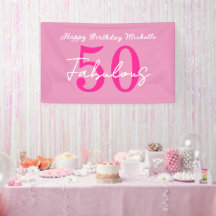 Fiesta de cumpleaños 50 moderno rosa y fabuloso