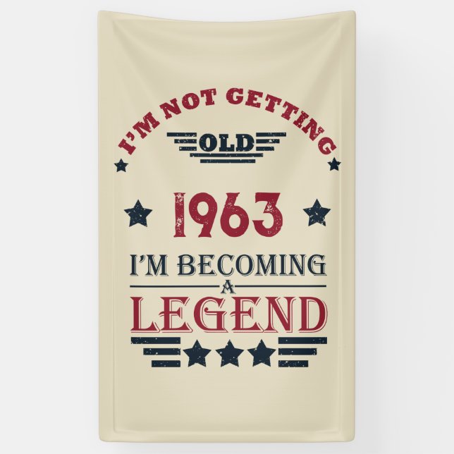 Lona Fiesta de cumpleaños 60 vintage personalizada (Vertical)