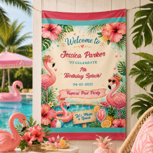 Lona Fiesta de Cumpleaños 7 años en Piscina de Flamenco