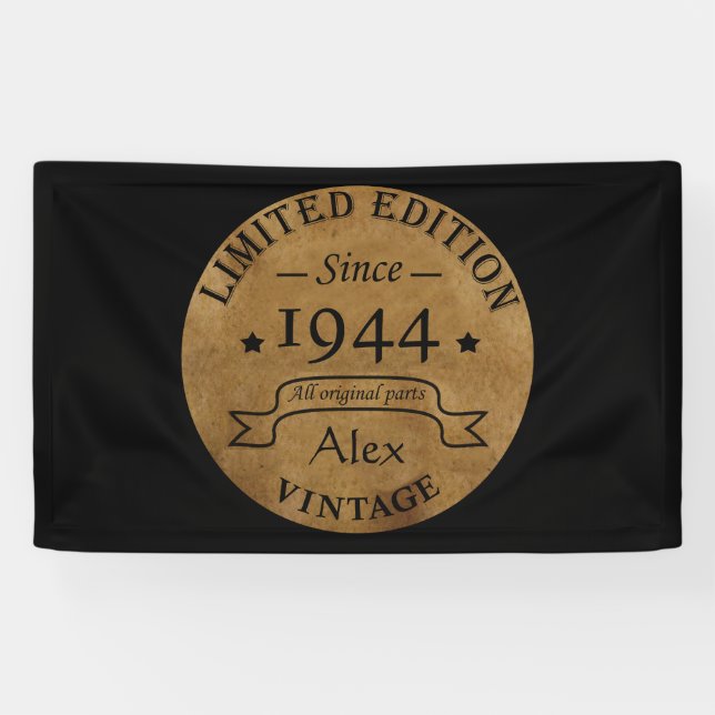 Lona Fiesta de cumpleaños 80 vintage personalizada (Horizontal)