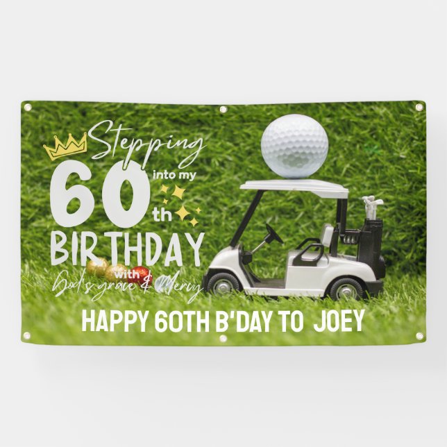 Lona Fiesta de cumpleaños al golfista con bola de golf (Horizontal)