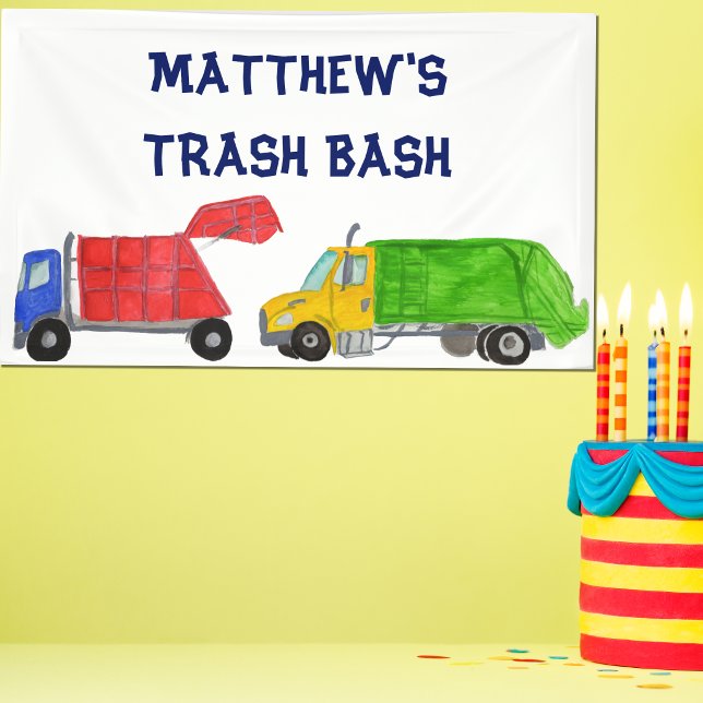 Lona Fiesta de Cumpleaños de Basura para Niños Camiones (Subido por el creador)