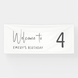 Lona Fiesta de Cumpleaños de Bienvenida Minimalista y N